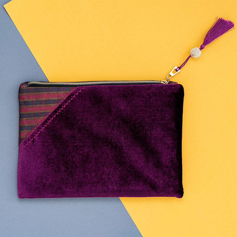 Pembe Kutnu Kadife Clutch