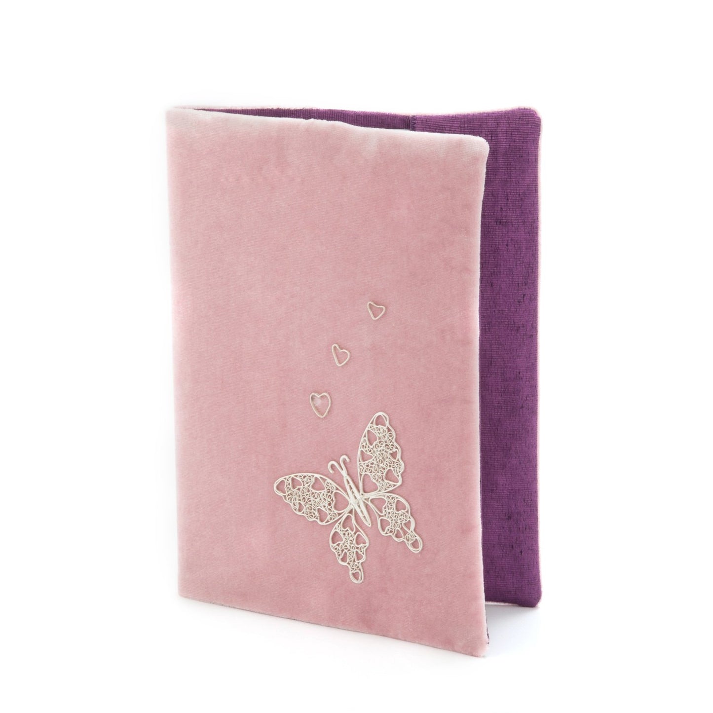 Kelebek Som Gümüş Ajanda/ Defter Kabı Pembe